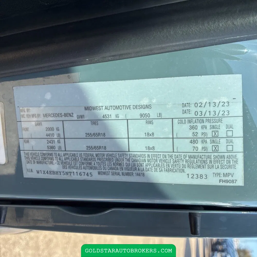 2022 Mercedes-Benz Sprinter 2500 High Roof Wagon 6cyl 170WB